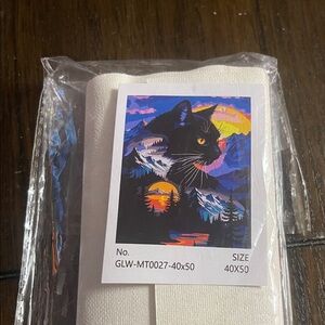 Colorful Cat Mountain Sunset Canvas Art Print - Multicolor